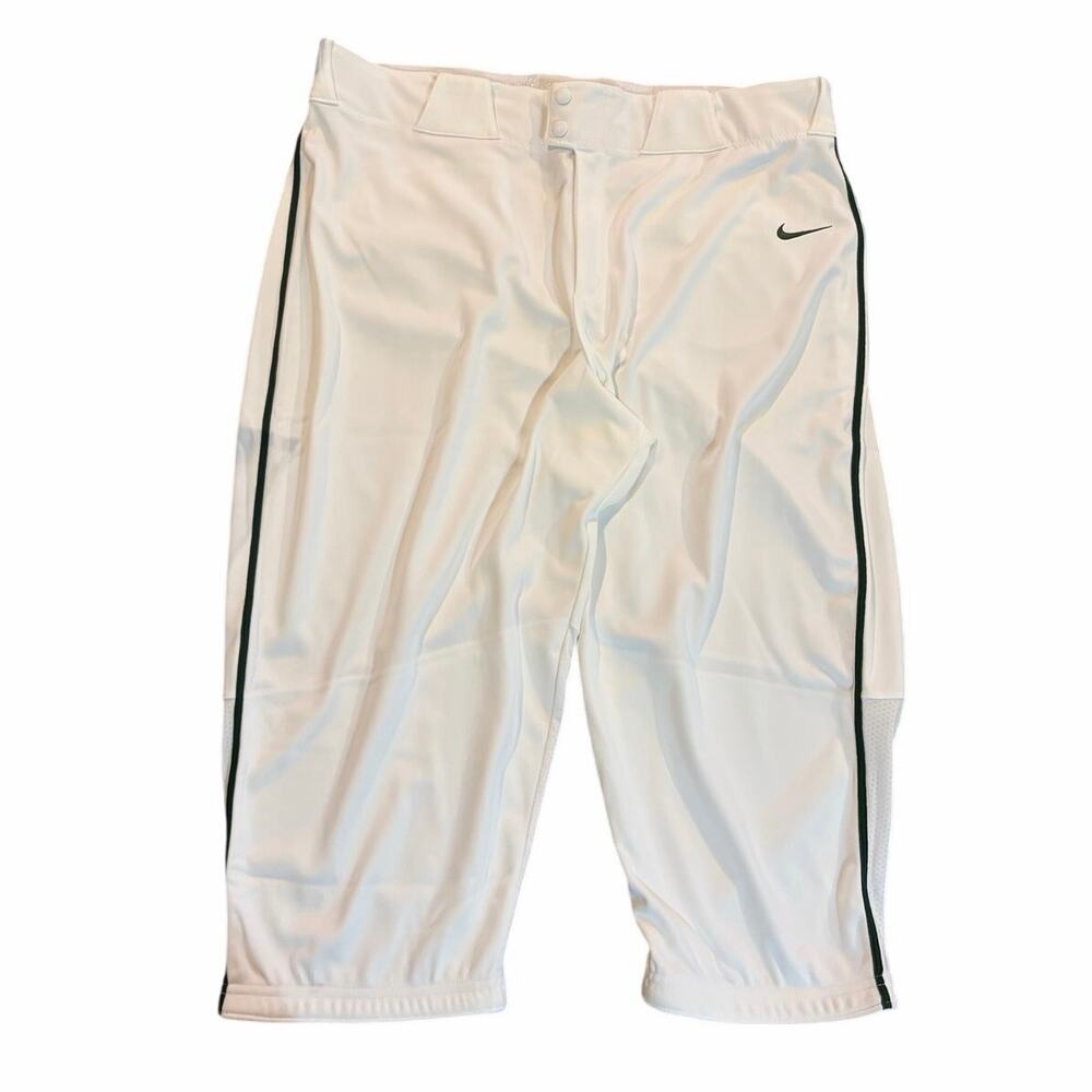 Nike Baseball Pants Vapor Select High 3/4 Piped White Men 3XL Green BQ9021-111